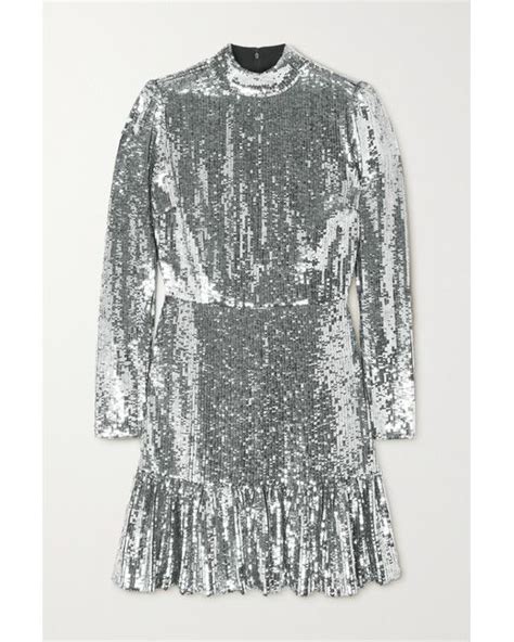 michael kors silver sequin 80's dress|Sequined Stretch Mesh Mini Dress .